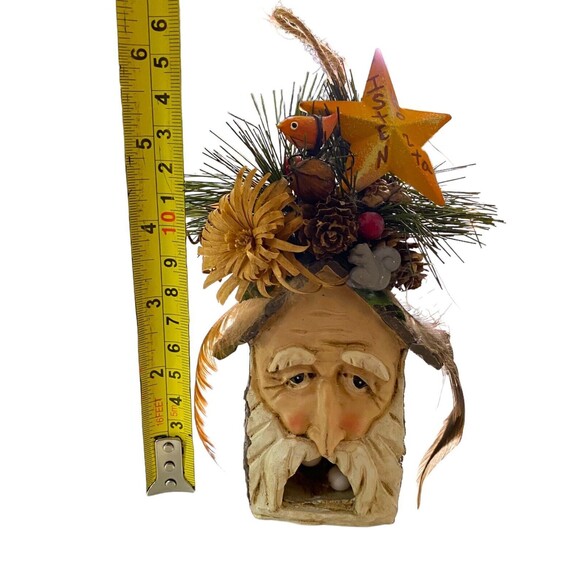 OLD WORLD Santa Claus Face Mini Treehouse Christmas Holiday Ornament w/Decor - Picture 10 of 10
